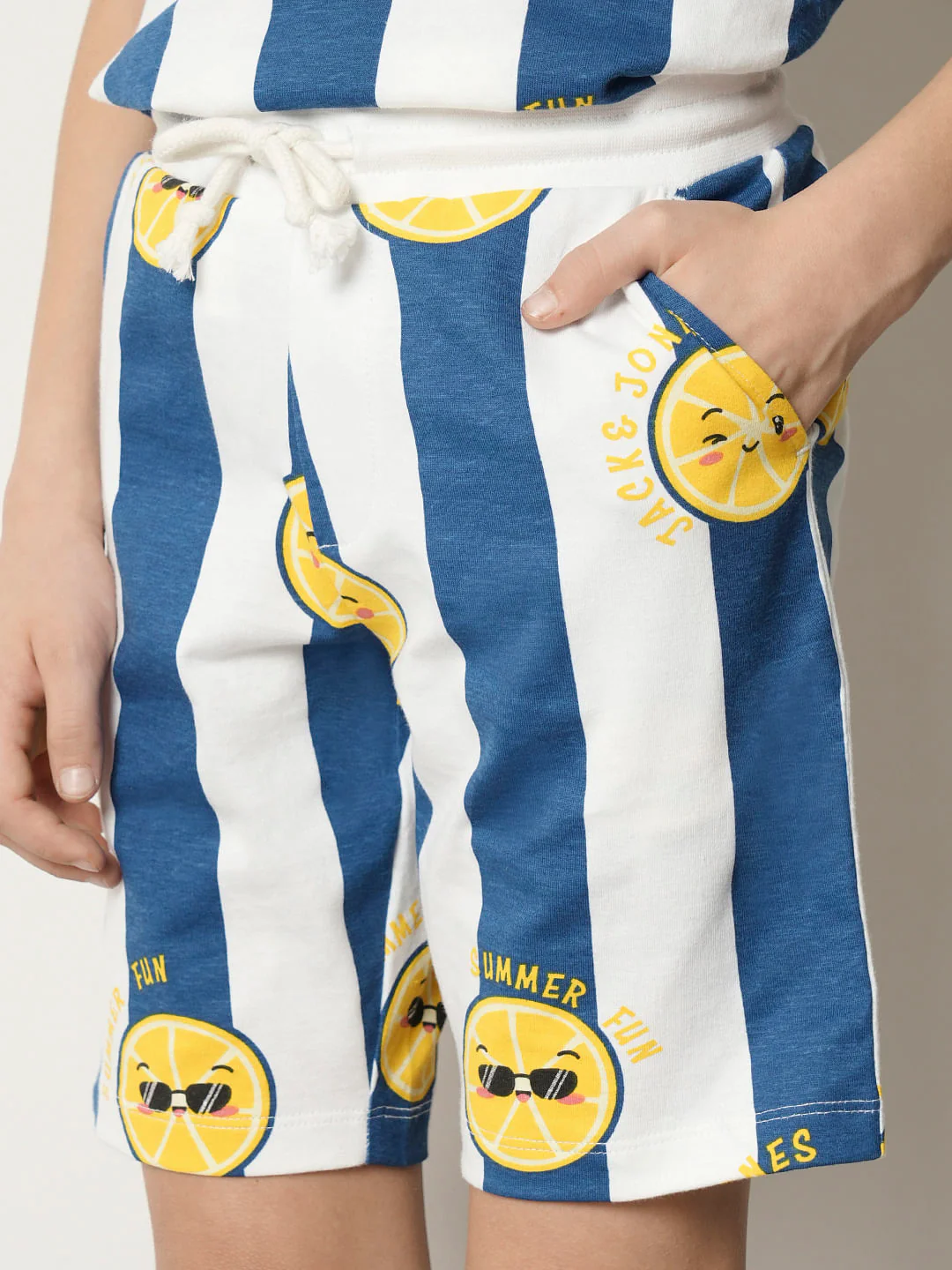 Boys Blue Smiley Print Co-ord Set Shorts - Image 6