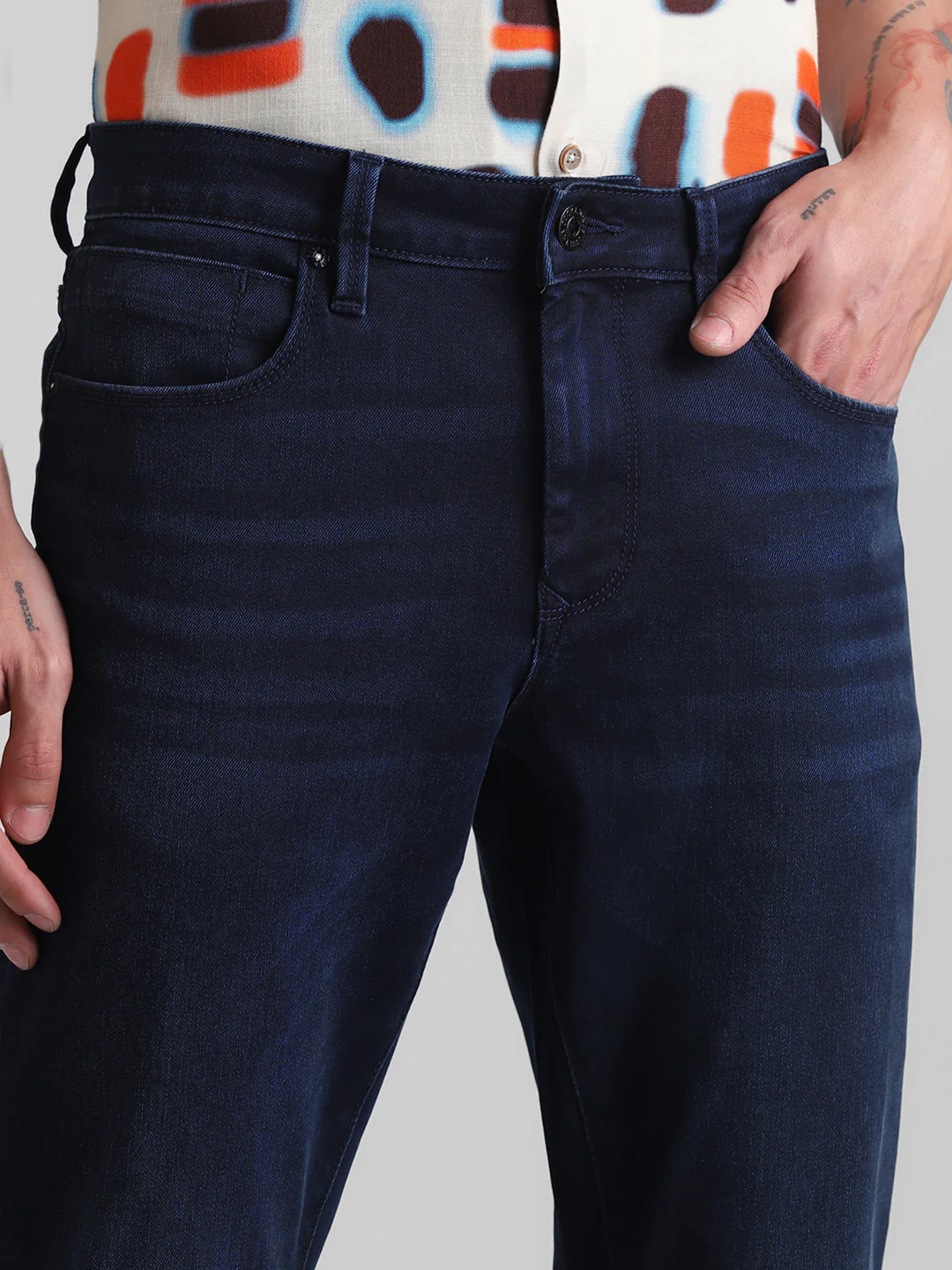 Dark Blue 5 Pocket Glenn Slim Fit Jeans - Image 4
