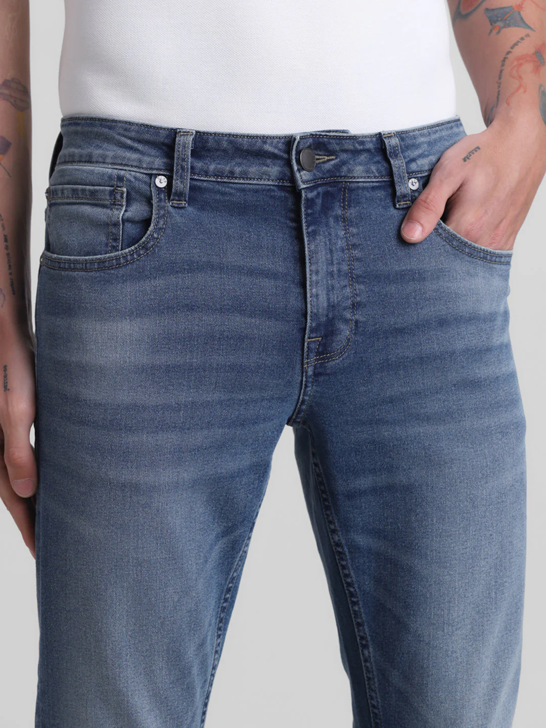 Light Blue 5 Pocket Glenn Slim Jeans - Image 4