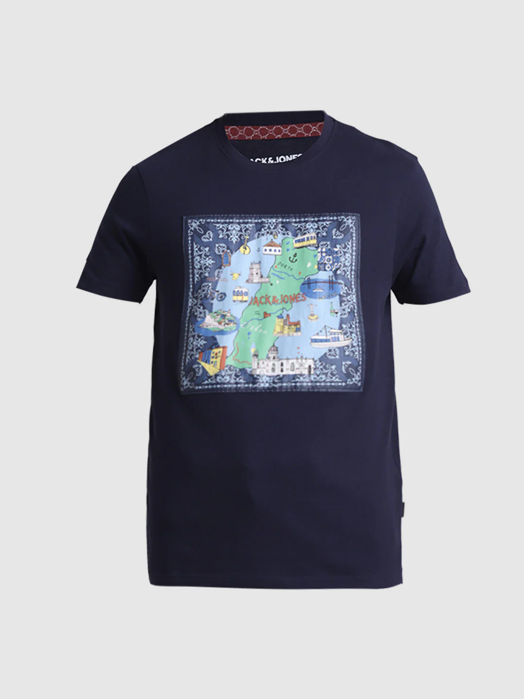 Navy Applique Patchwork Print T-shirt - Image 7