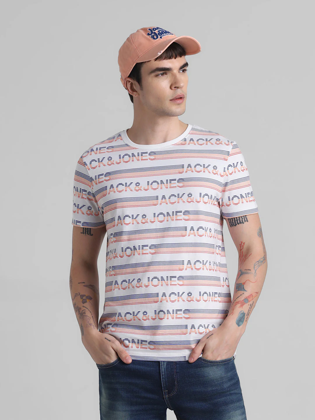 White Logo Print T-shirt