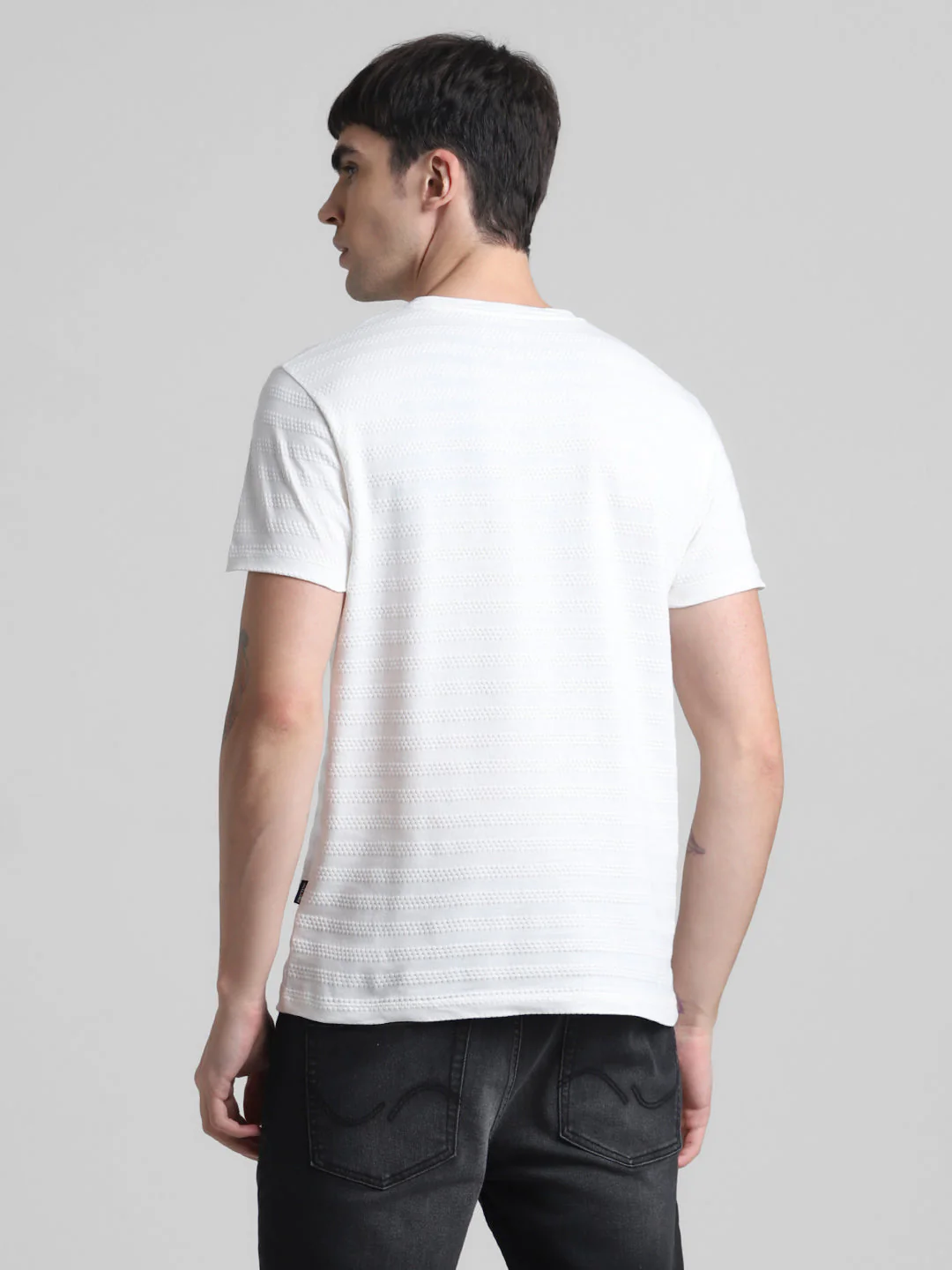 White Striped Slim Fit T-shirt - Image 4