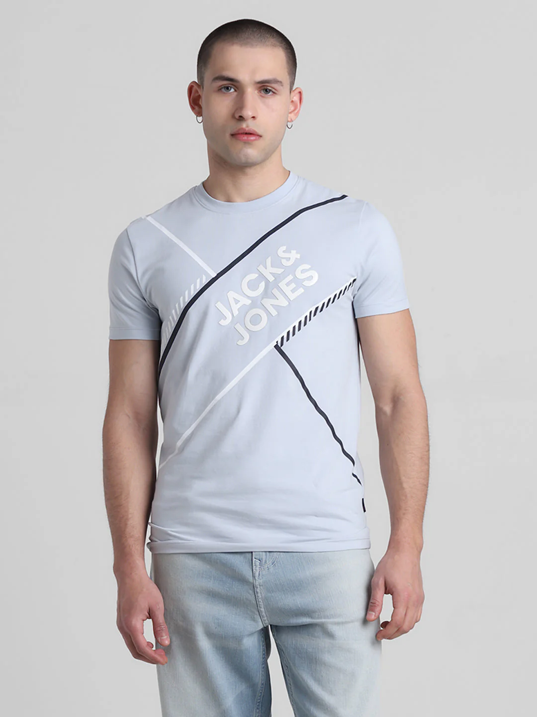 Blue Logo Print Cotton T-shirt - Image 2