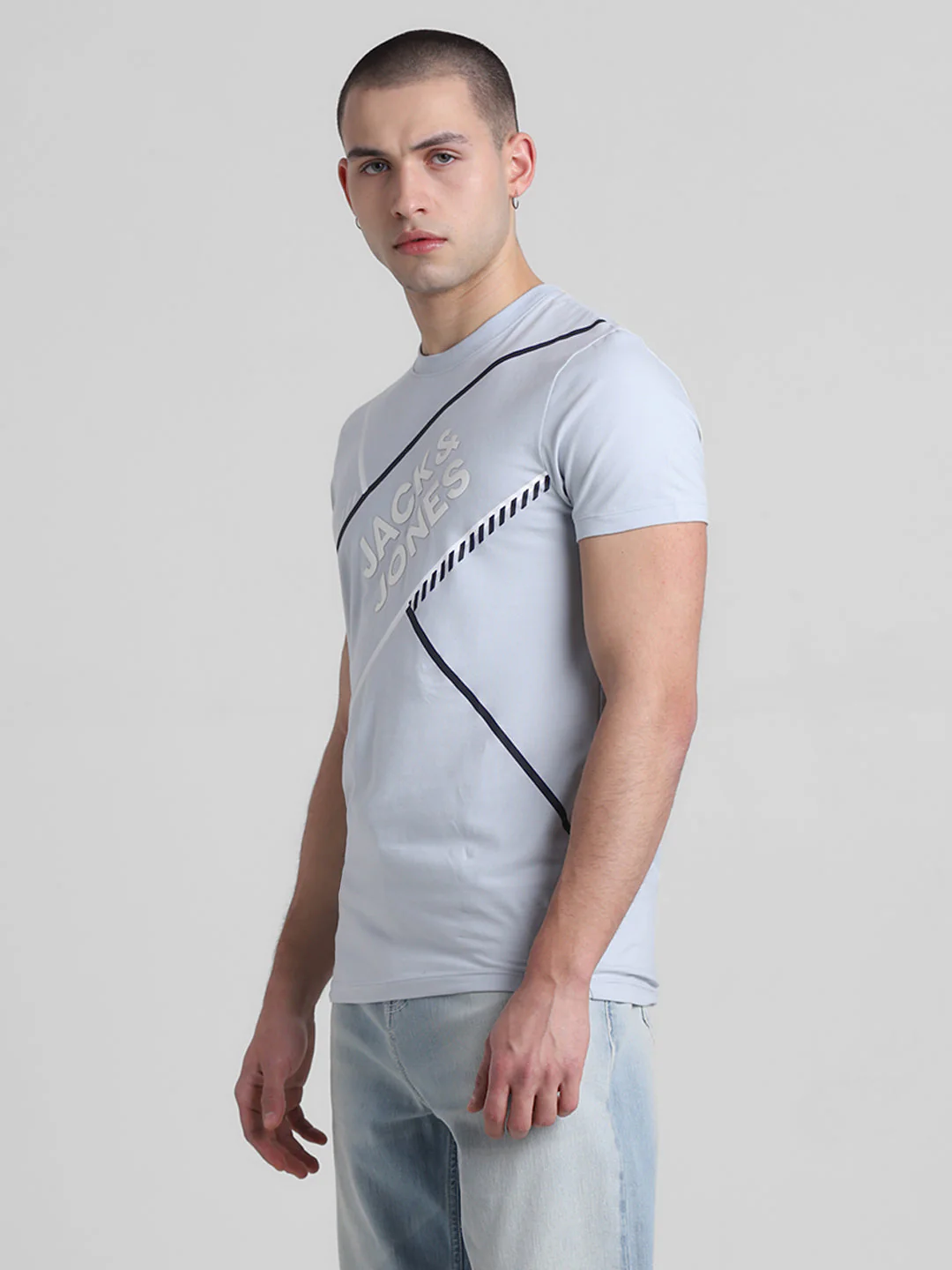 Blue Logo Print Cotton T-shirt - Image 3