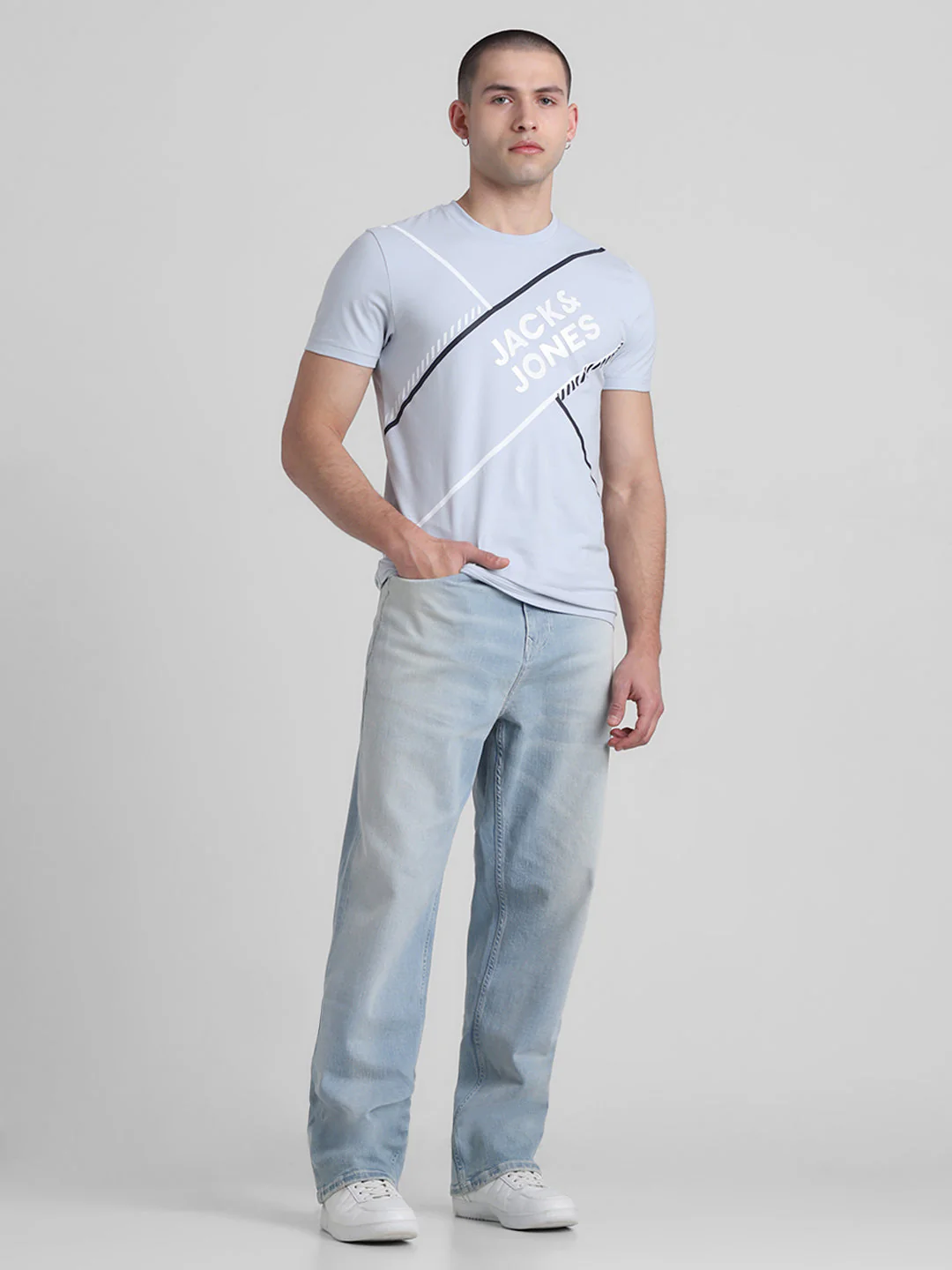 Blue Logo Print Cotton T-shirt - Image 6