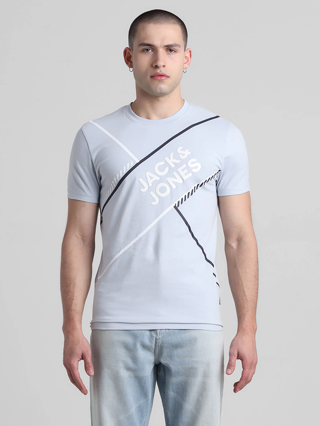 Blue Logo Print Cotton T-shirt - Image 8