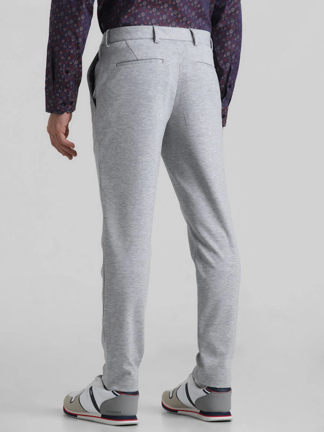Grey Knitted Slim Fit Trousers - Image 3