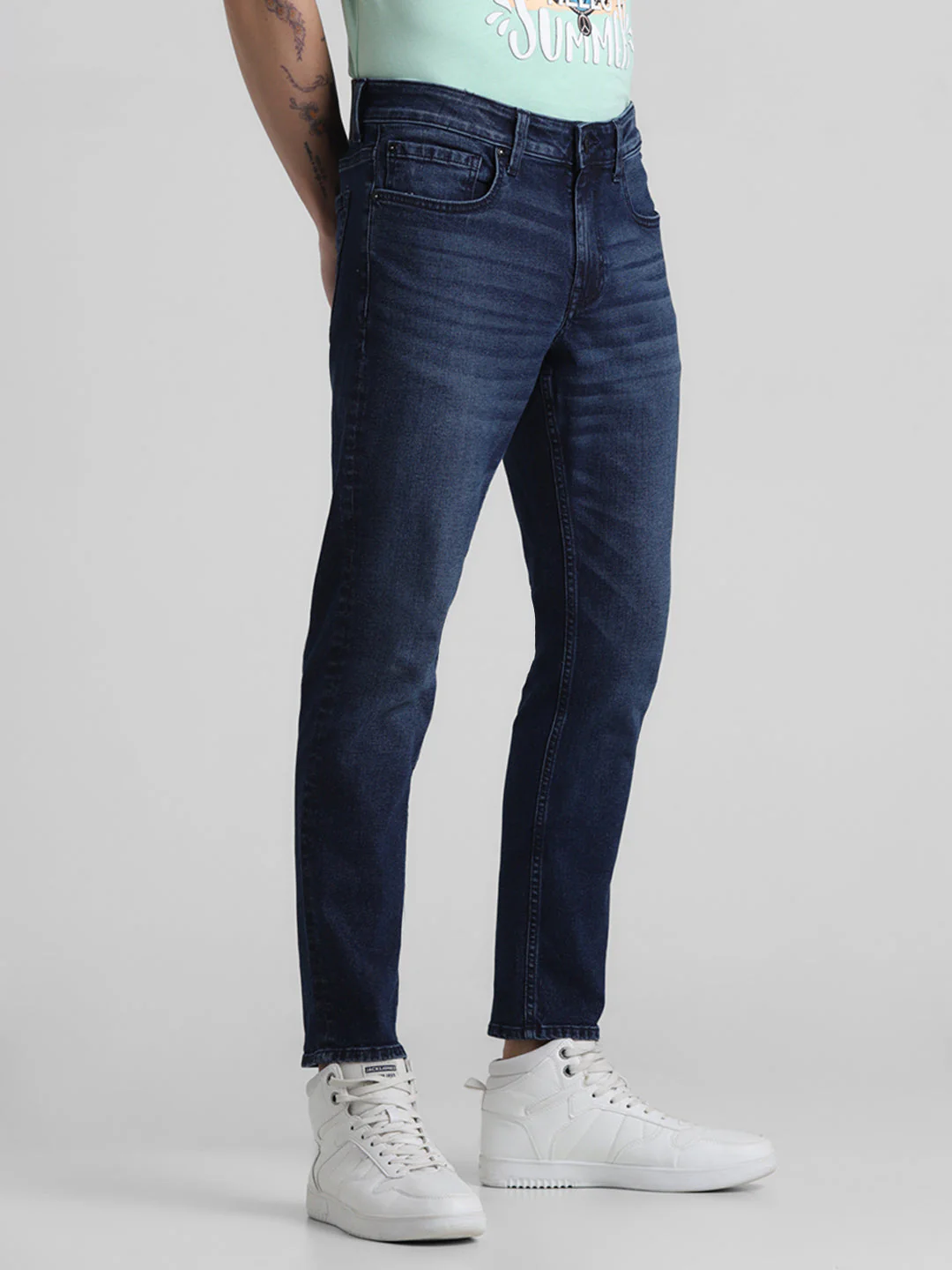 Dark Blue 5 Pocket Brak Cropped Jeans - Image 2