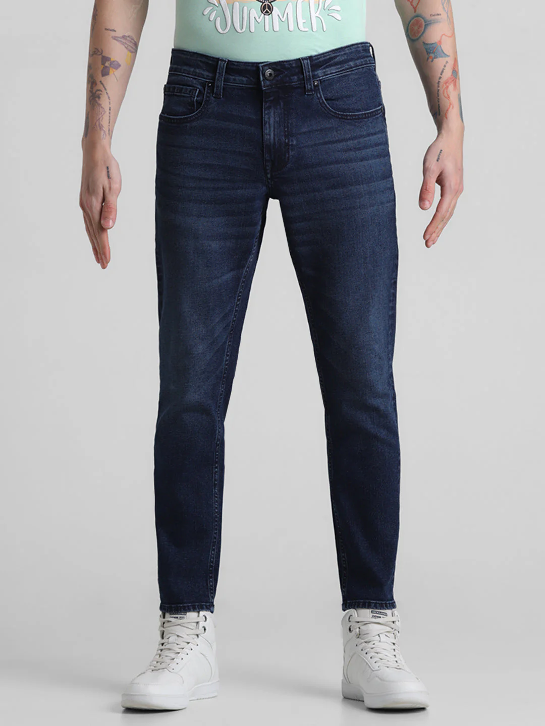 Dark Blue 5 Pocket Brak Cropped Jeans - Image 7
