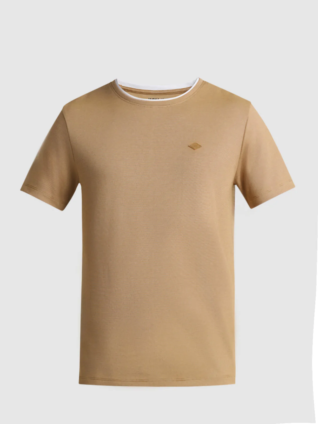 Brown Contrast Neck Band T-shirt - Image 7