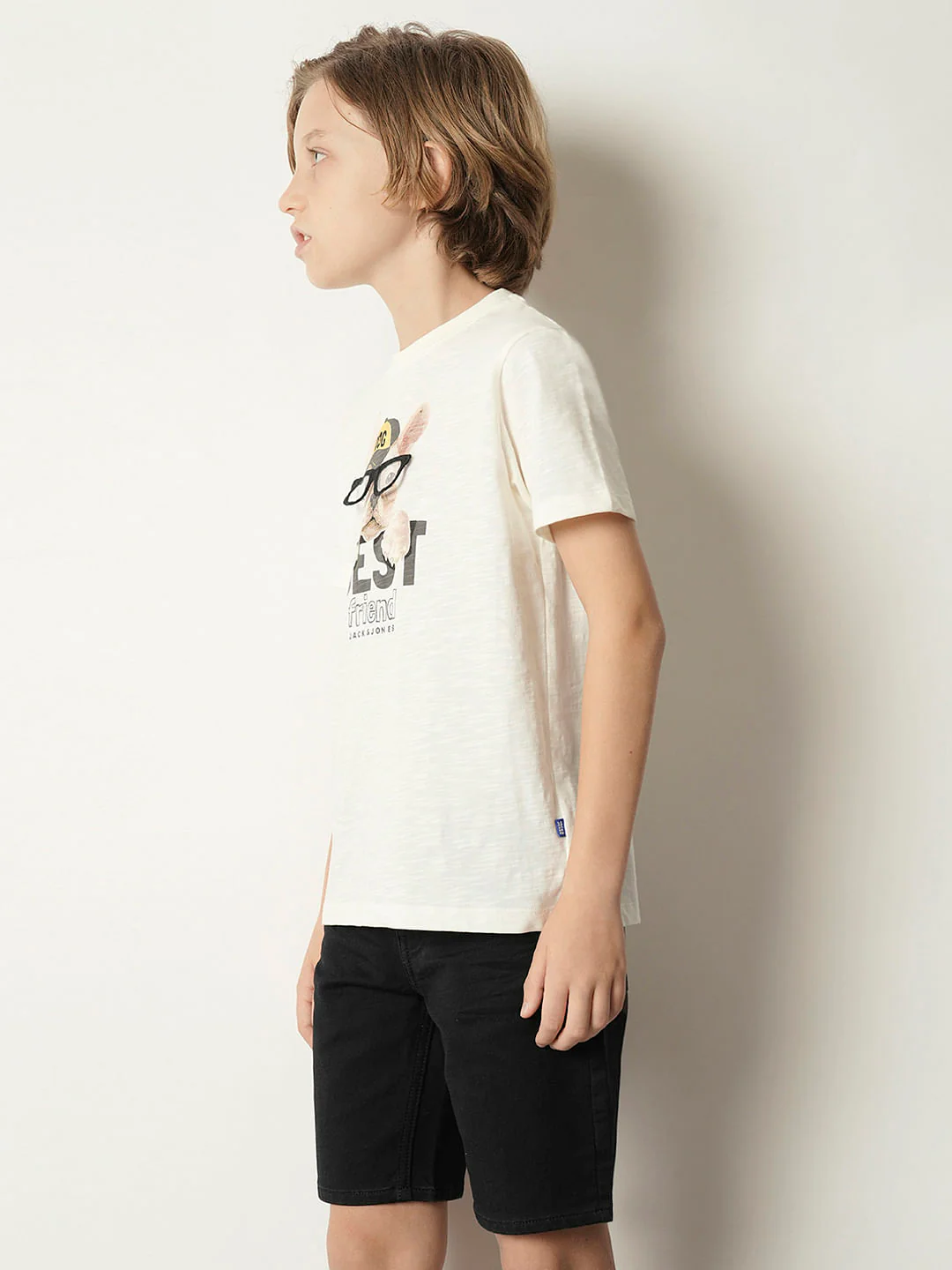 Boys Beige Graphic Print Crew Neck T-shirt - Image 3