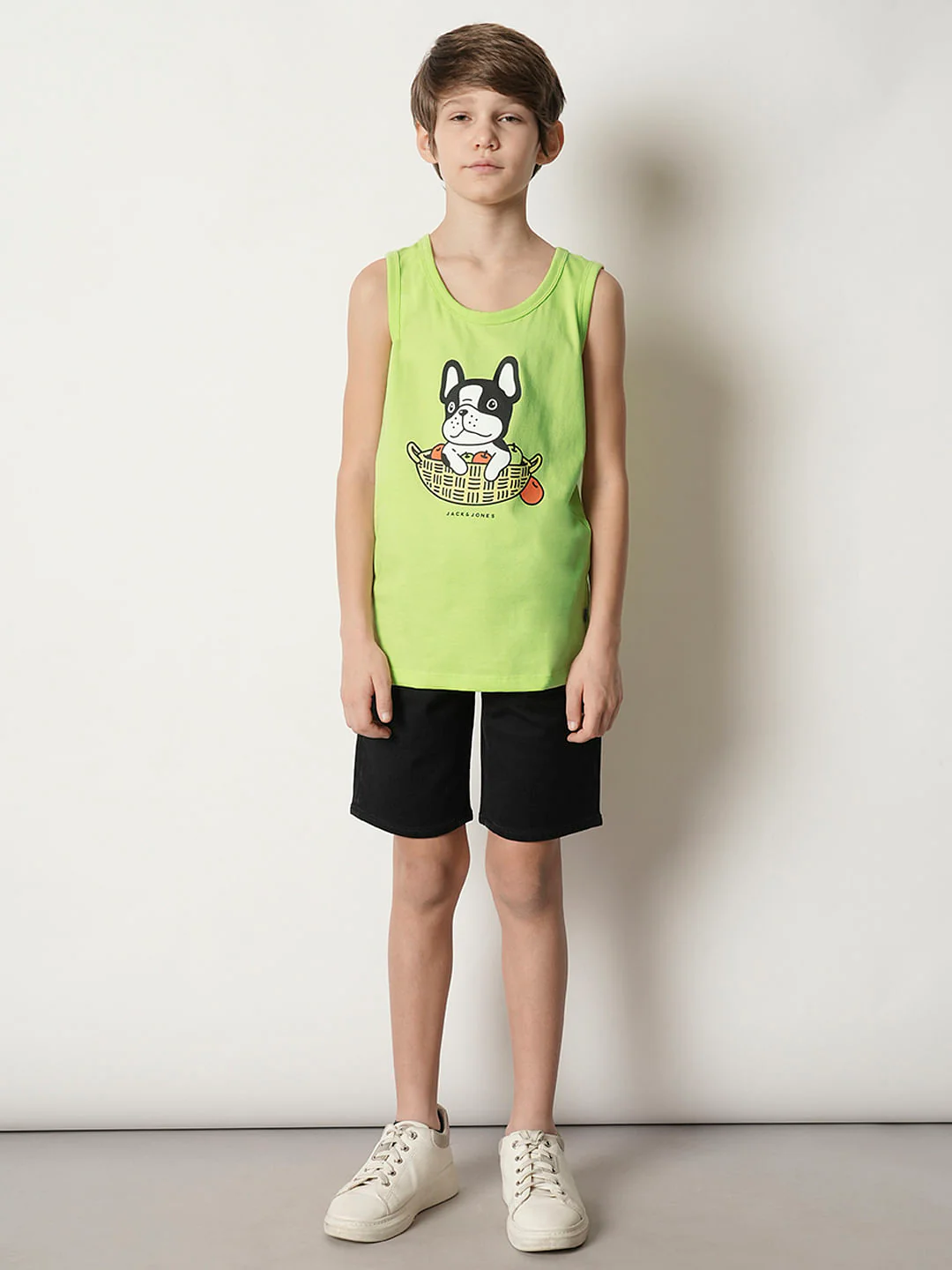 Boys Green Graphic Print T-shirt Vest - Image 5