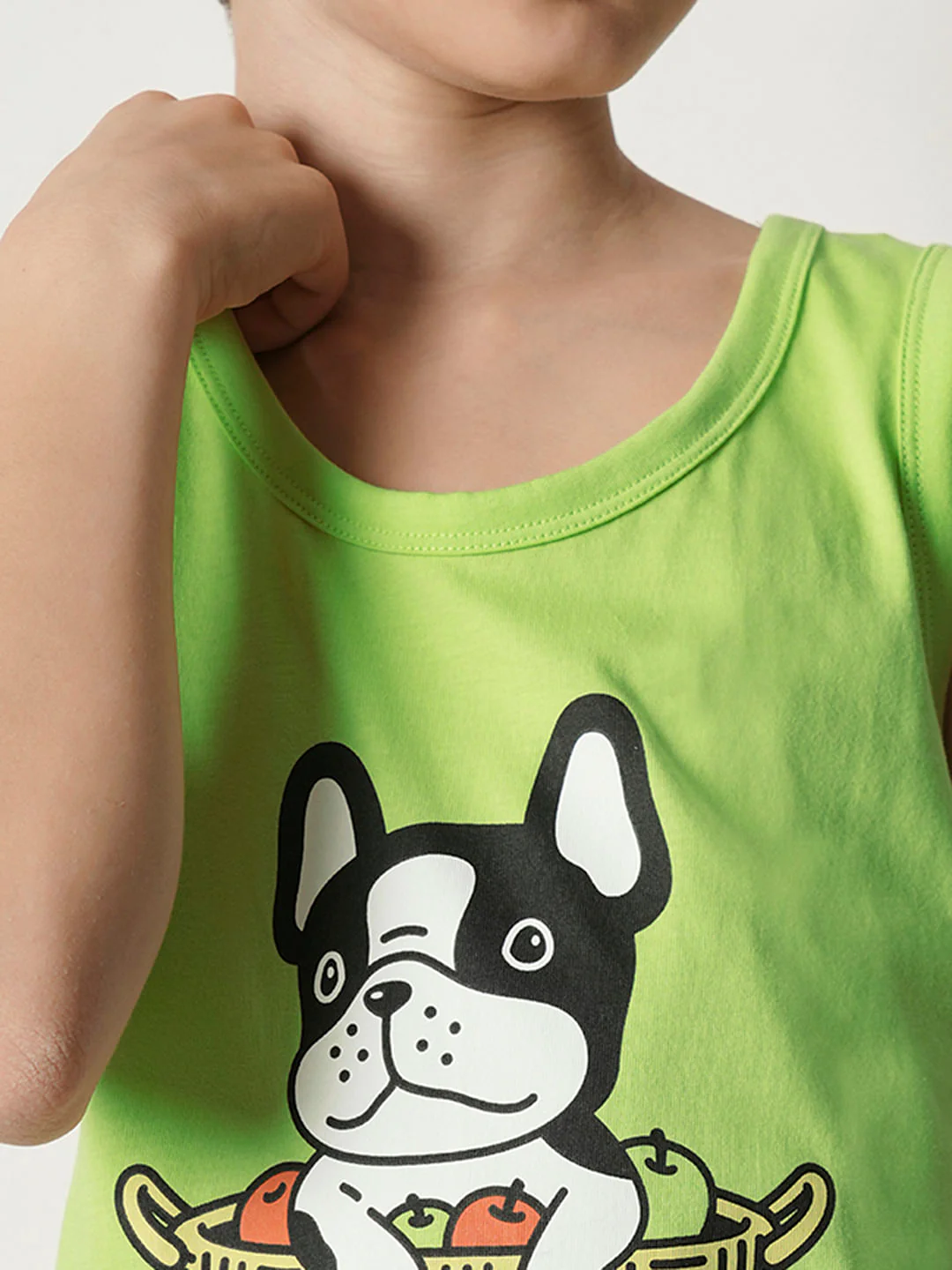 Boys Green Graphic Print T-shirt Vest - Image 6