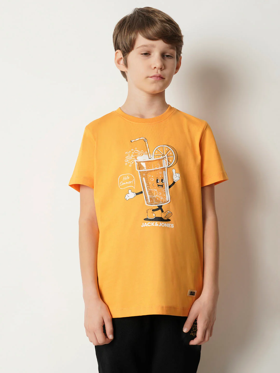 Boys Orange Graphic Print T-shirt - Image 2