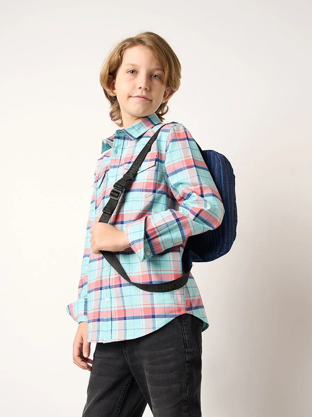 Boys Blue Check Full Sleeves Shirt