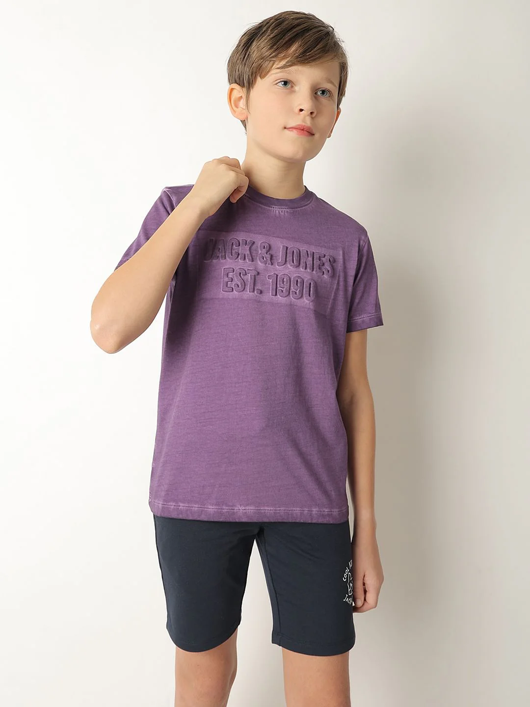 Boys Purple Logo Print T-shirt - Image 2