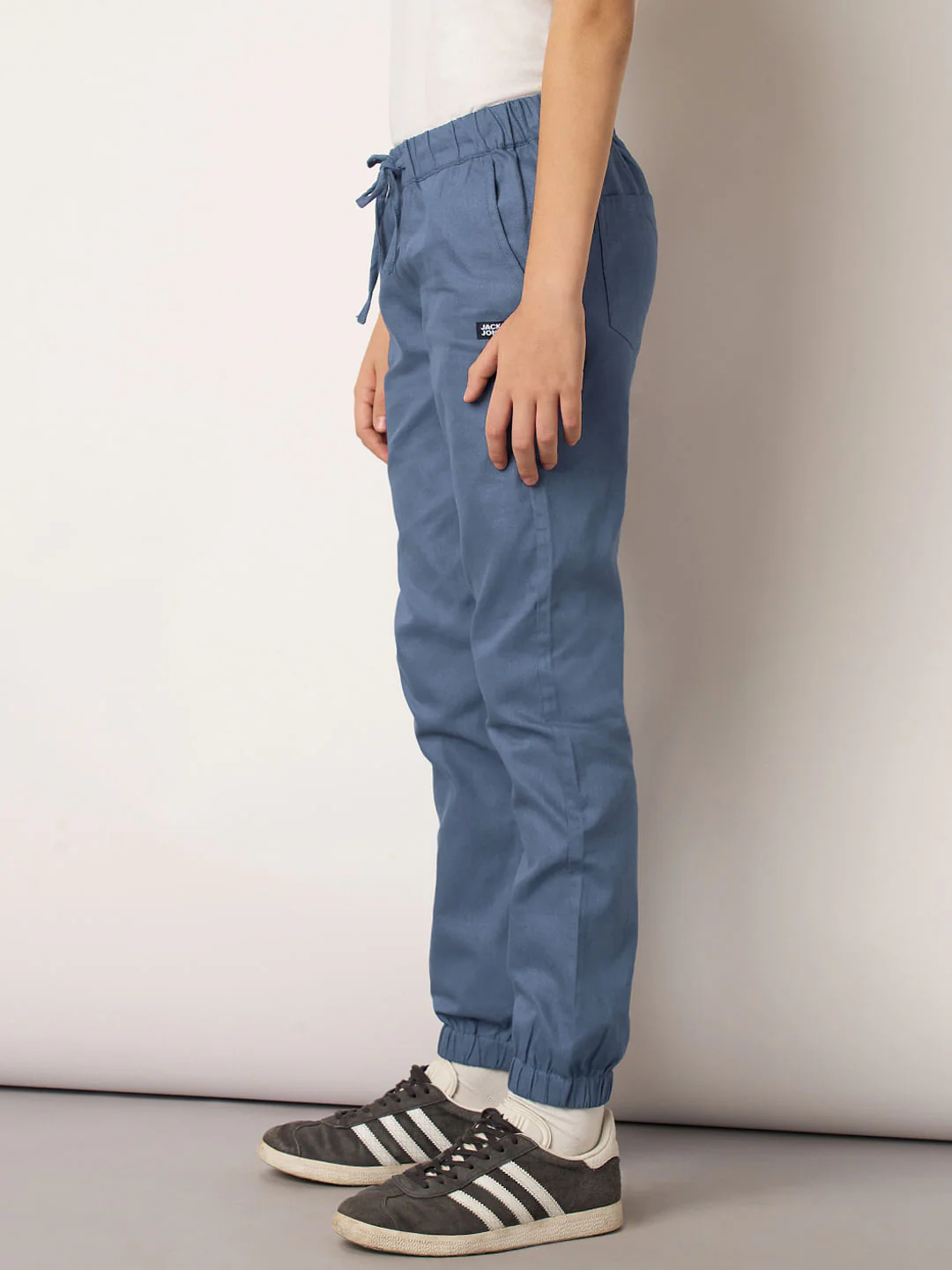 Boys Blue Mid Rise Jogger Pants - Image 3