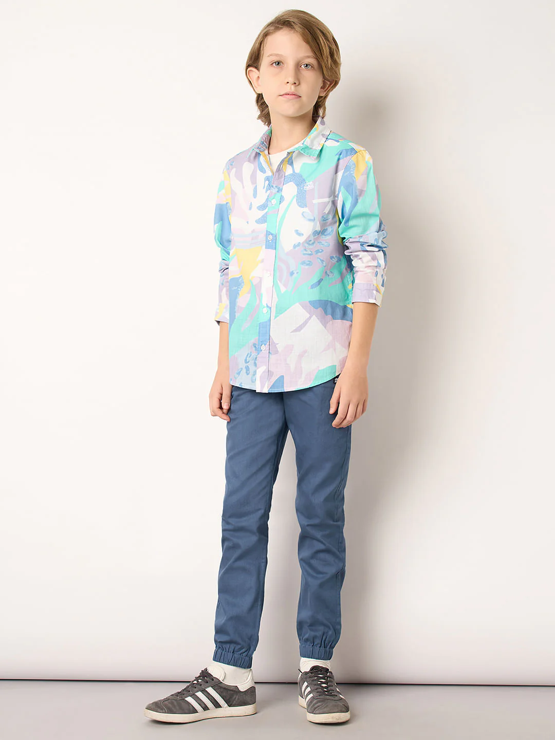 Boys Blue Mid Rise Jogger Pants - Image 5