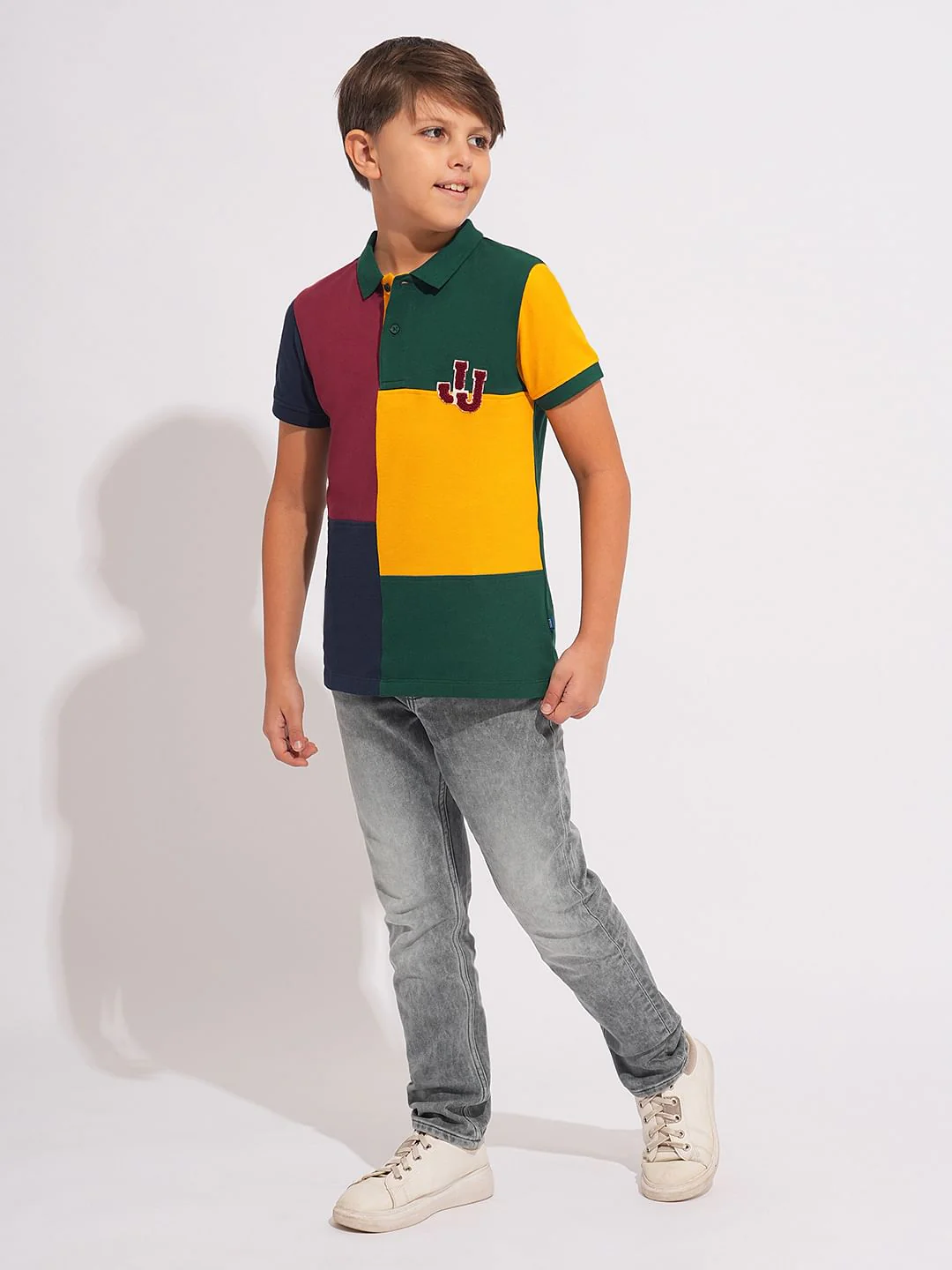 Boys Green Colourblocked Cotton Polo - Image 5