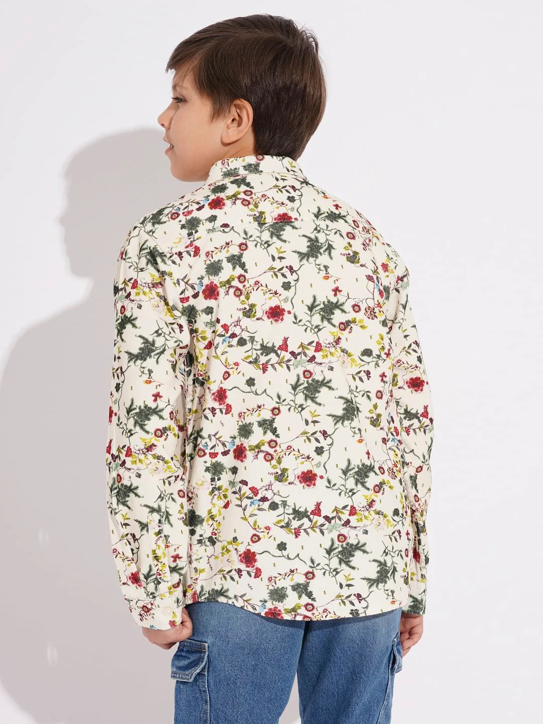 Boys Beige Printed Full Sleeves Shirt - Image 4