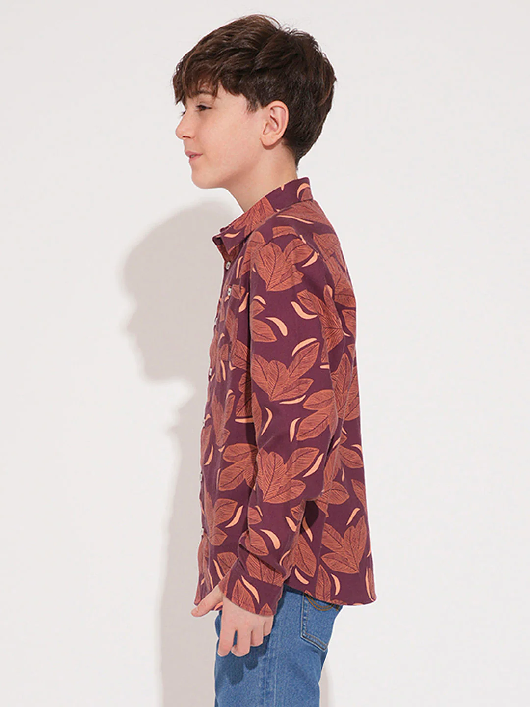 Boys Rust Printed Cotton Shirt - Image 3