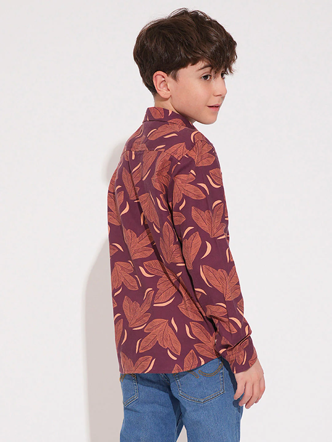 Boys Rust Printed Cotton Shirt - Image 4