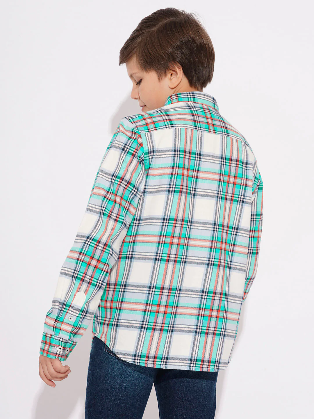 BOYS White Check Cotton Shirt - Image 4