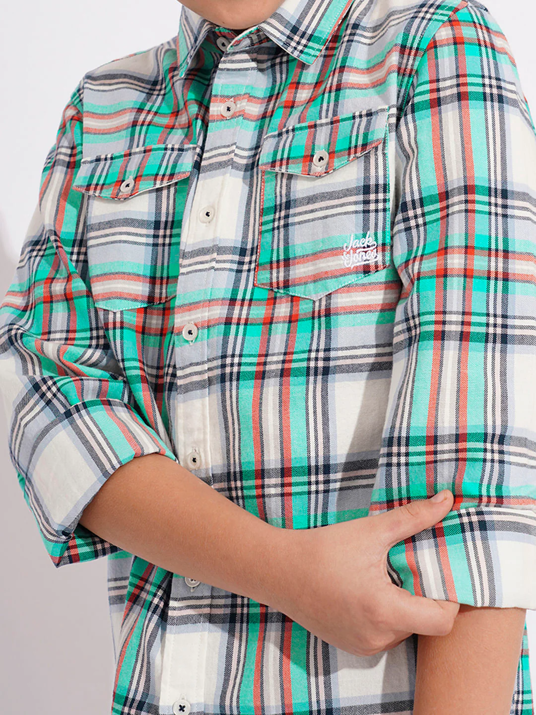 BOYS White Check Cotton Shirt - Image 6