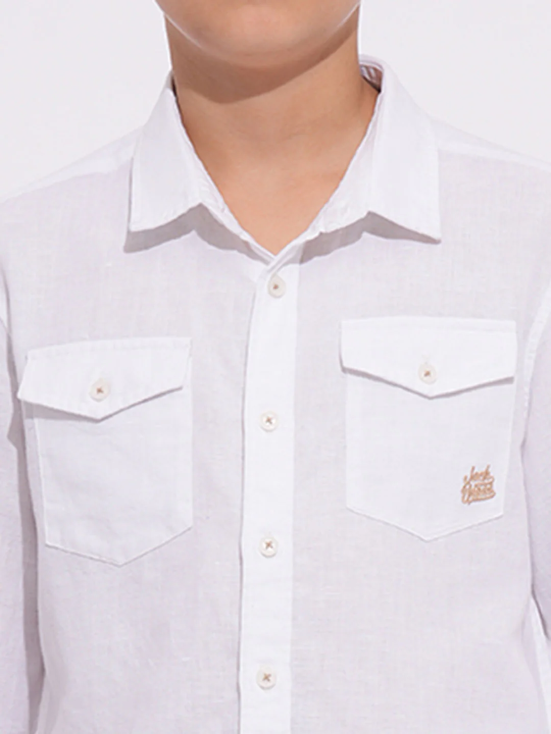 Boys White Full Sleeves Shirt - Image 6