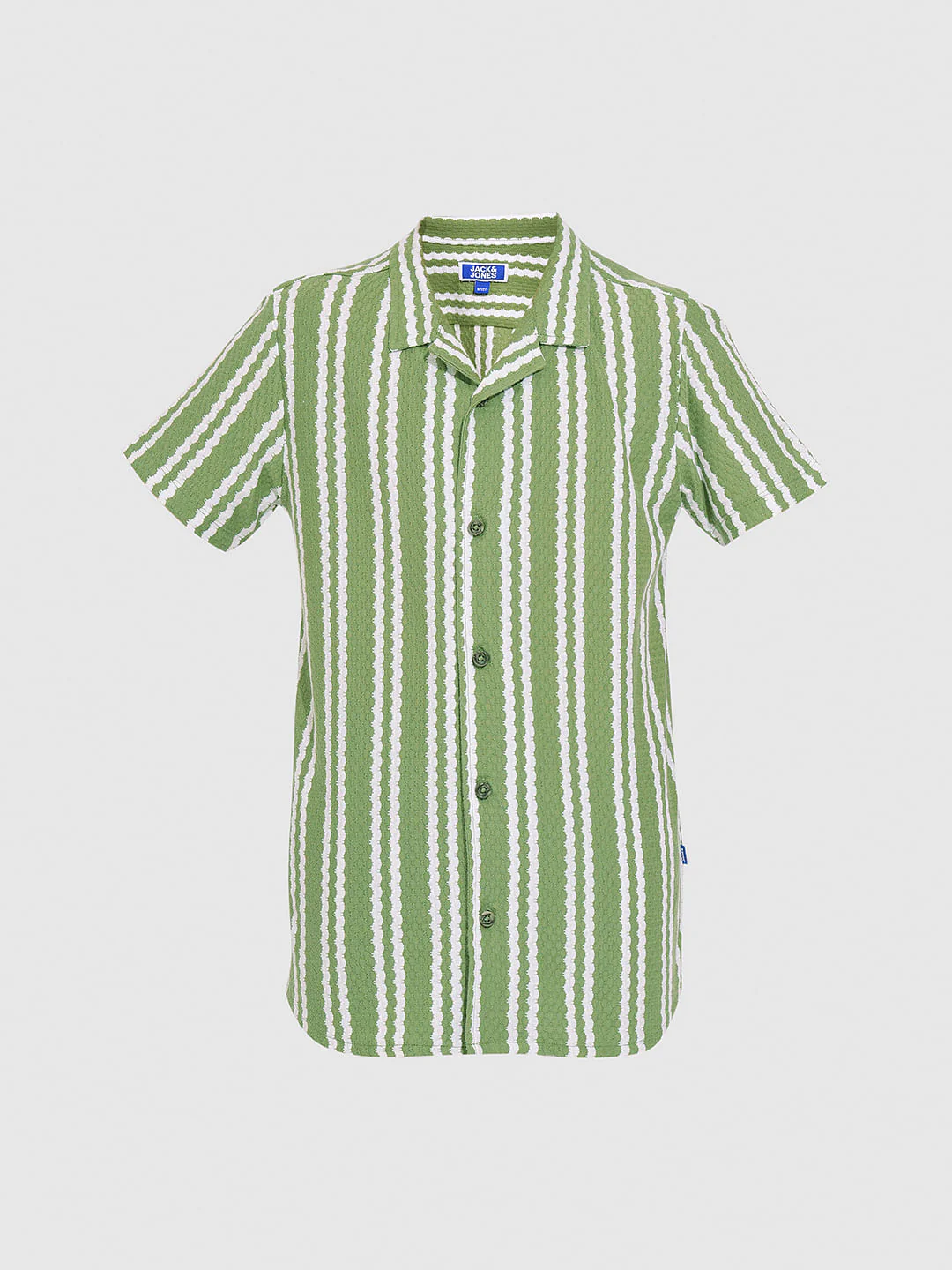 Boys Green Striped Co-ord Set Shirt - Image 7