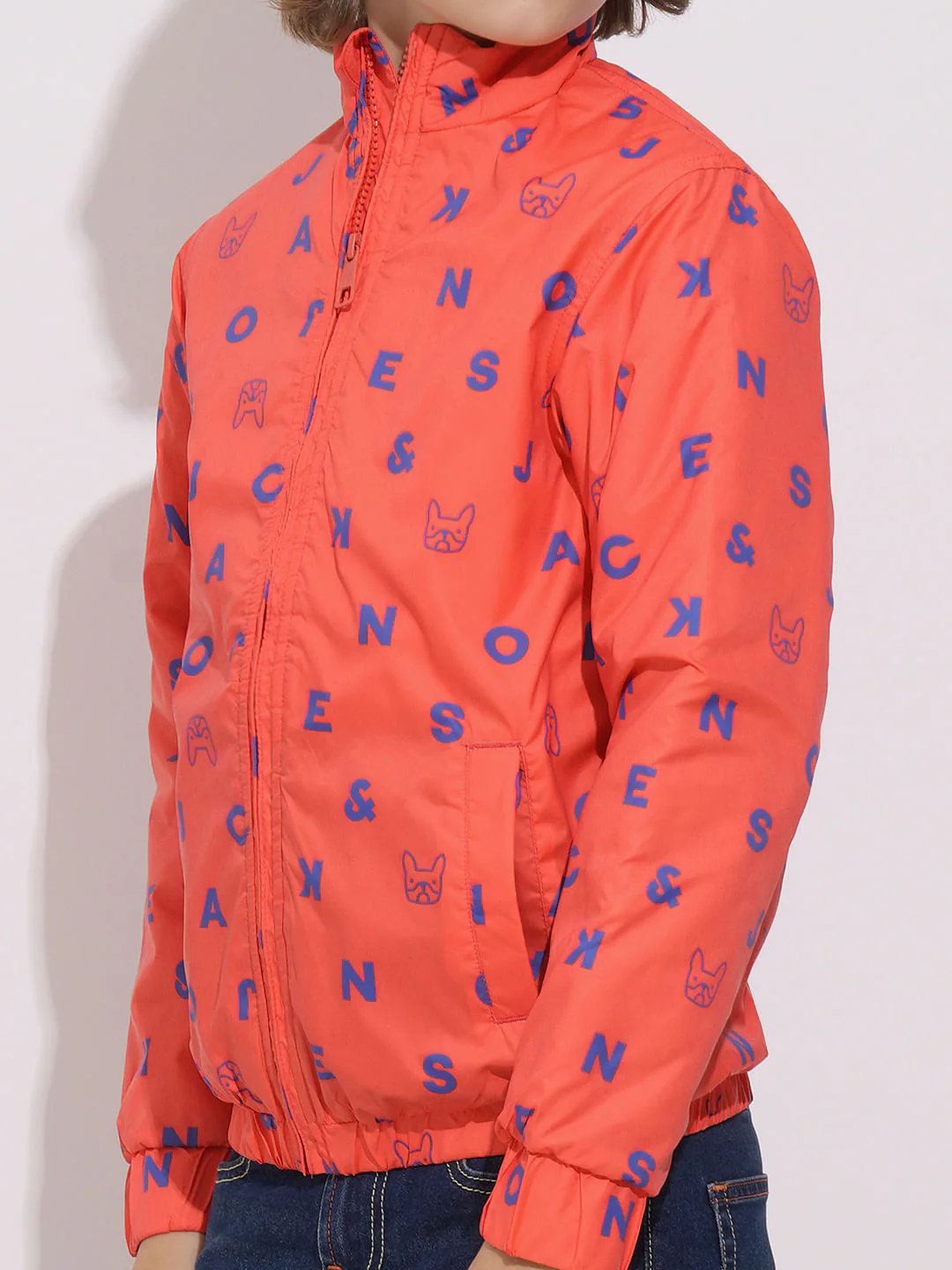 Boys Orange Logo Print Puffer Jacket - Image 6