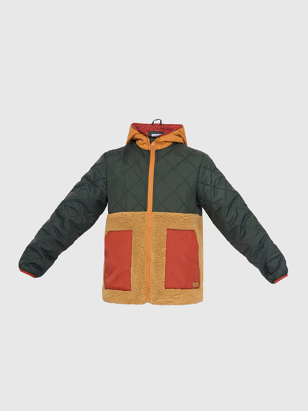 Boys Green Colourblocked Hooded Jacket - Image 7