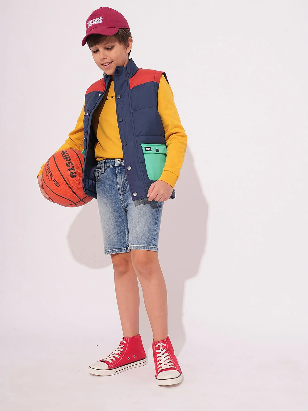 Boys Navy Blue Colourblocked Jacket