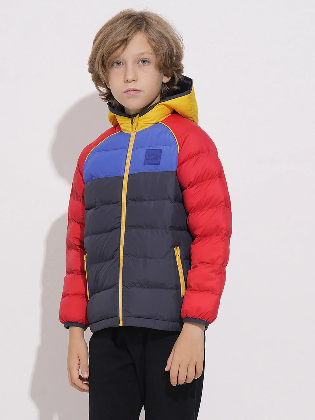 Boys Red Colourblocked Puffer Jacket - Image 3