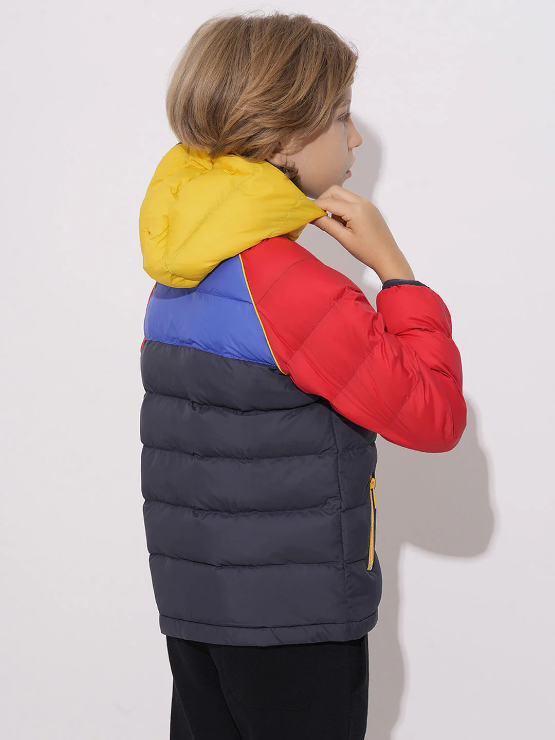 Boys Red Colourblocked Puffer Jacket - Image 4