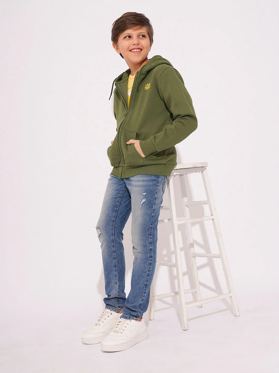 Boys Green Hooded Sweatshirt
