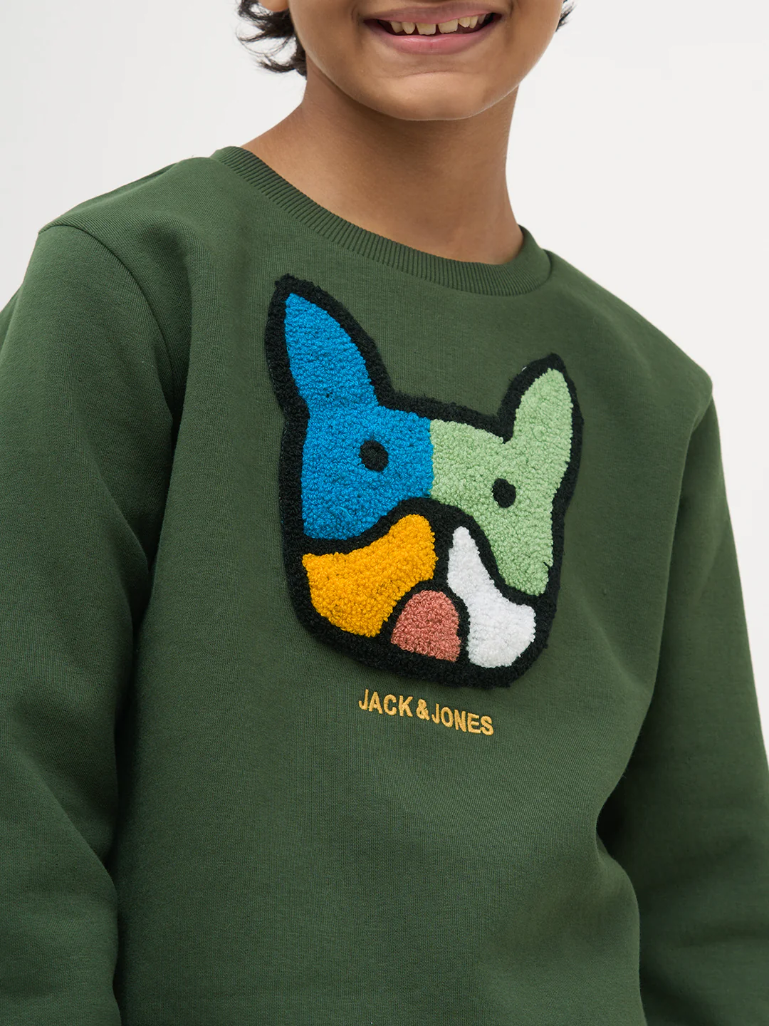 Boys Green Cotton Embroidered Crew Neck Sweatshirt - Image 6