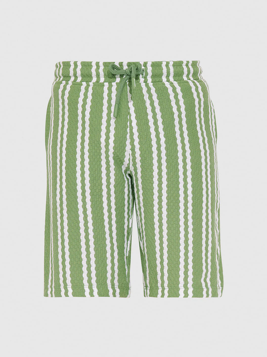 Boys Green Striped Co-ord Set Shorts - Image 6