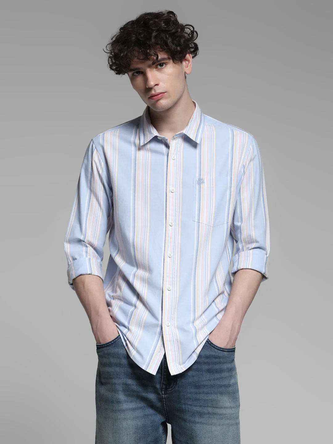 Blue Yarn Dyed Striped Shirt - Image 2