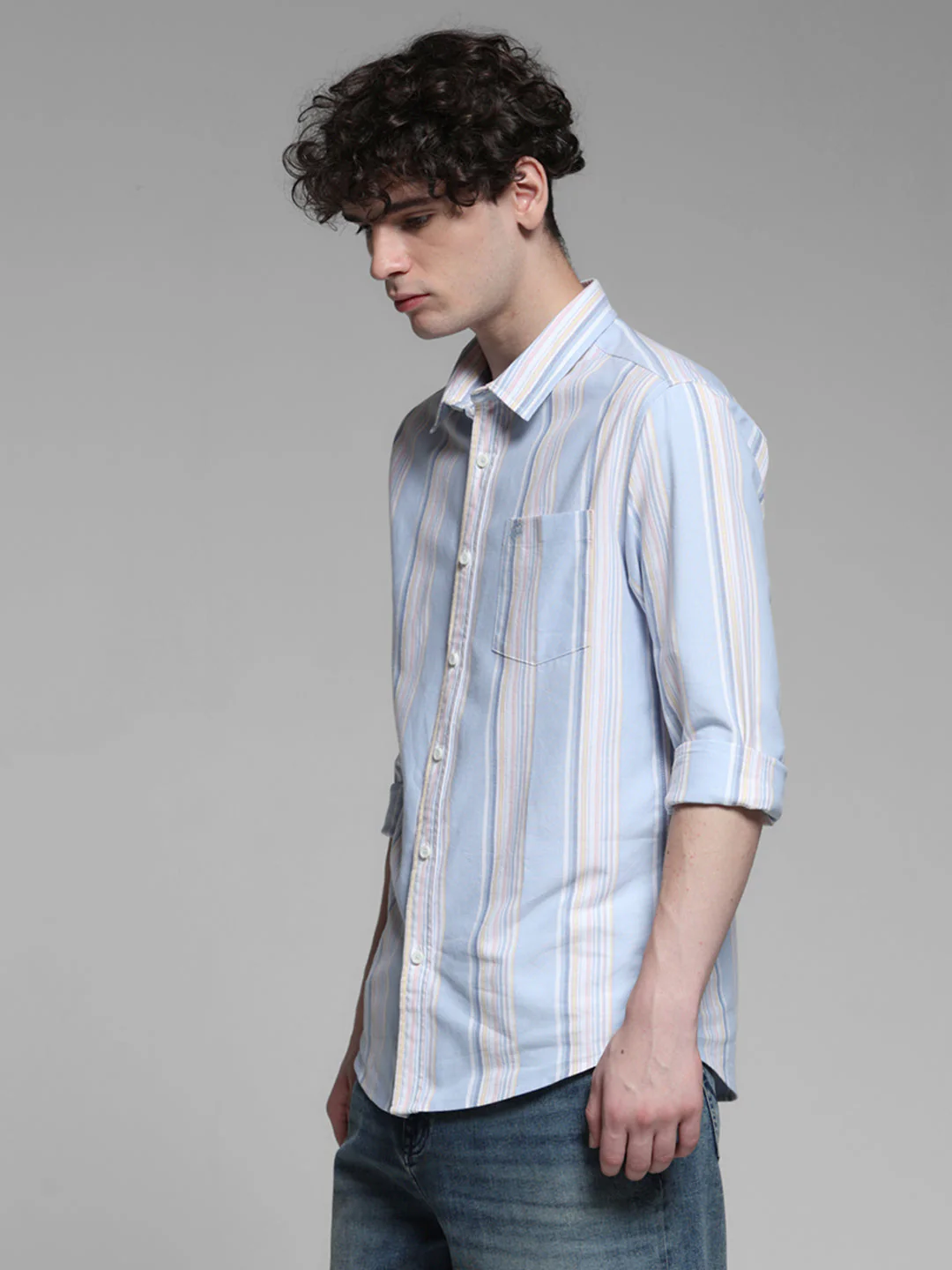 Blue Yarn Dyed Striped Shirt - Image 3