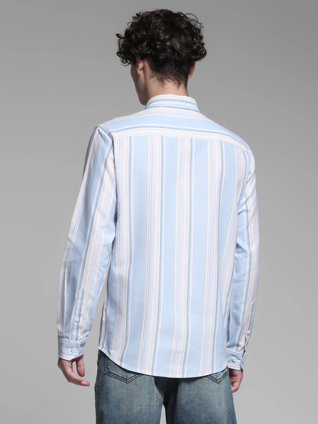Blue Yarn Dyed Striped Shirt - Image 4