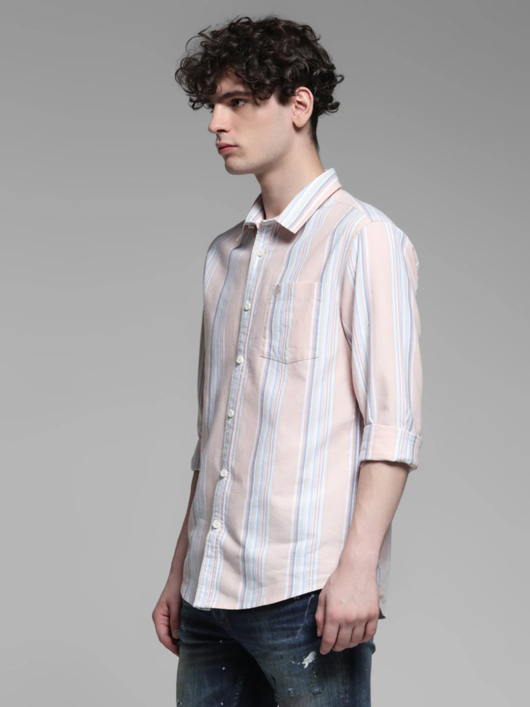 Pink Yarn Dyed Striped Shirt - Image 3