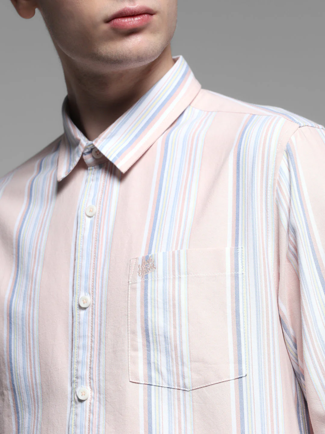 Pink Yarn Dyed Striped Shirt - Image 5