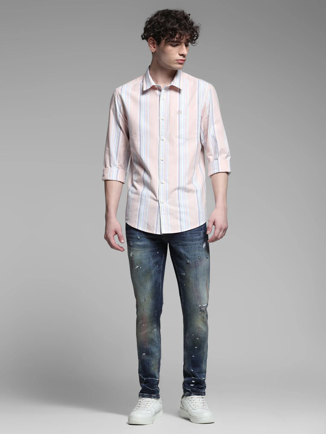 Pink Yarn Dyed Striped Shirt - Image 6