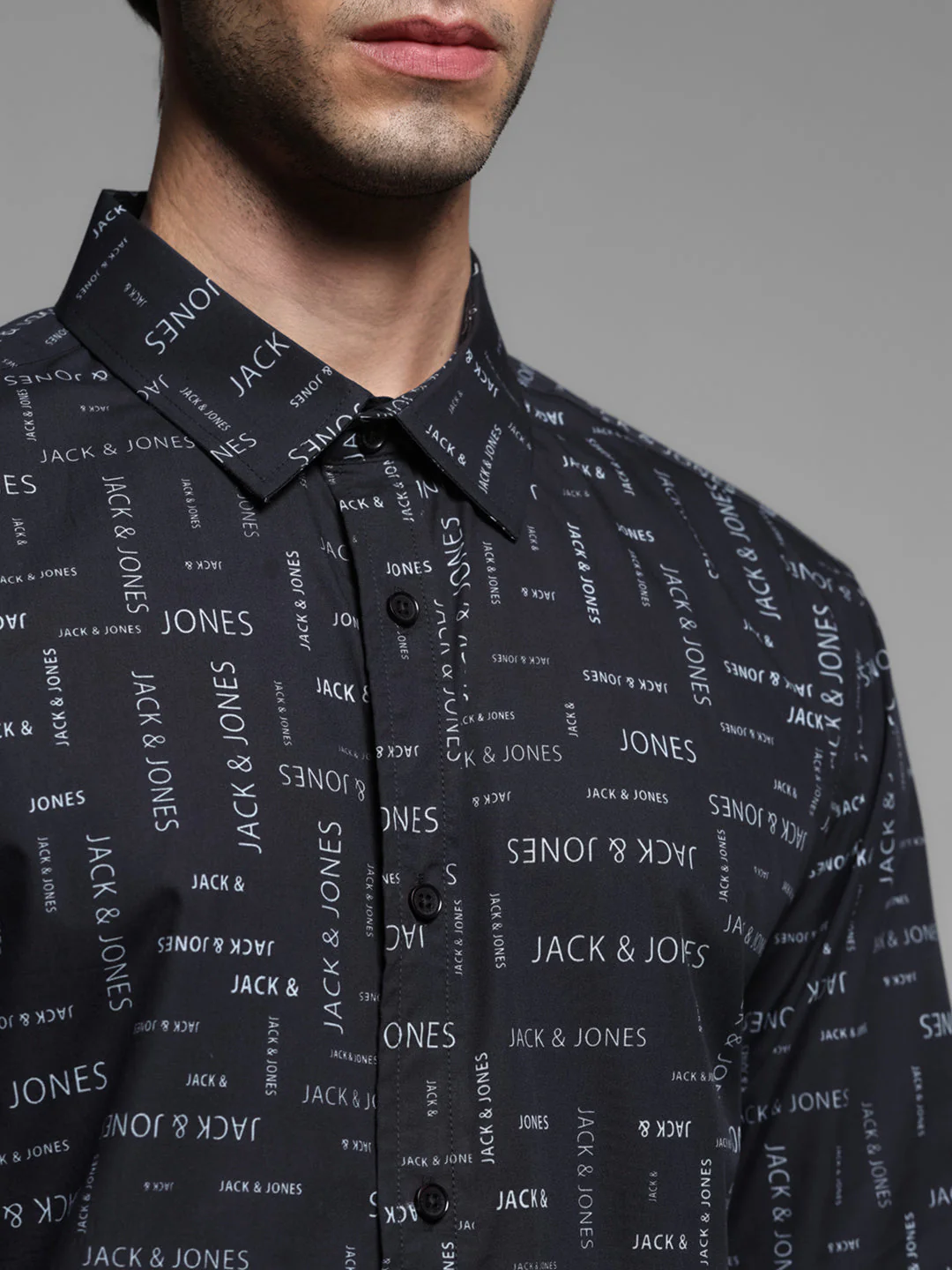 Black Logo Print Cotton Shirt - Image 5