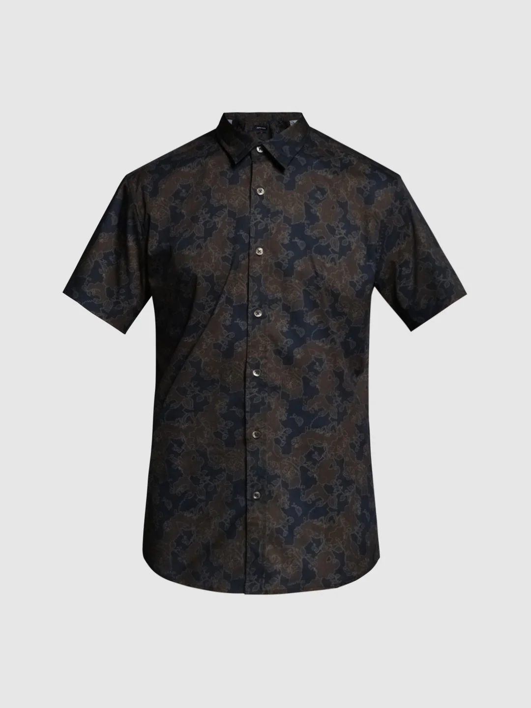 Brown Printed Slim Fit Short Sleeves Shirt - Image 7