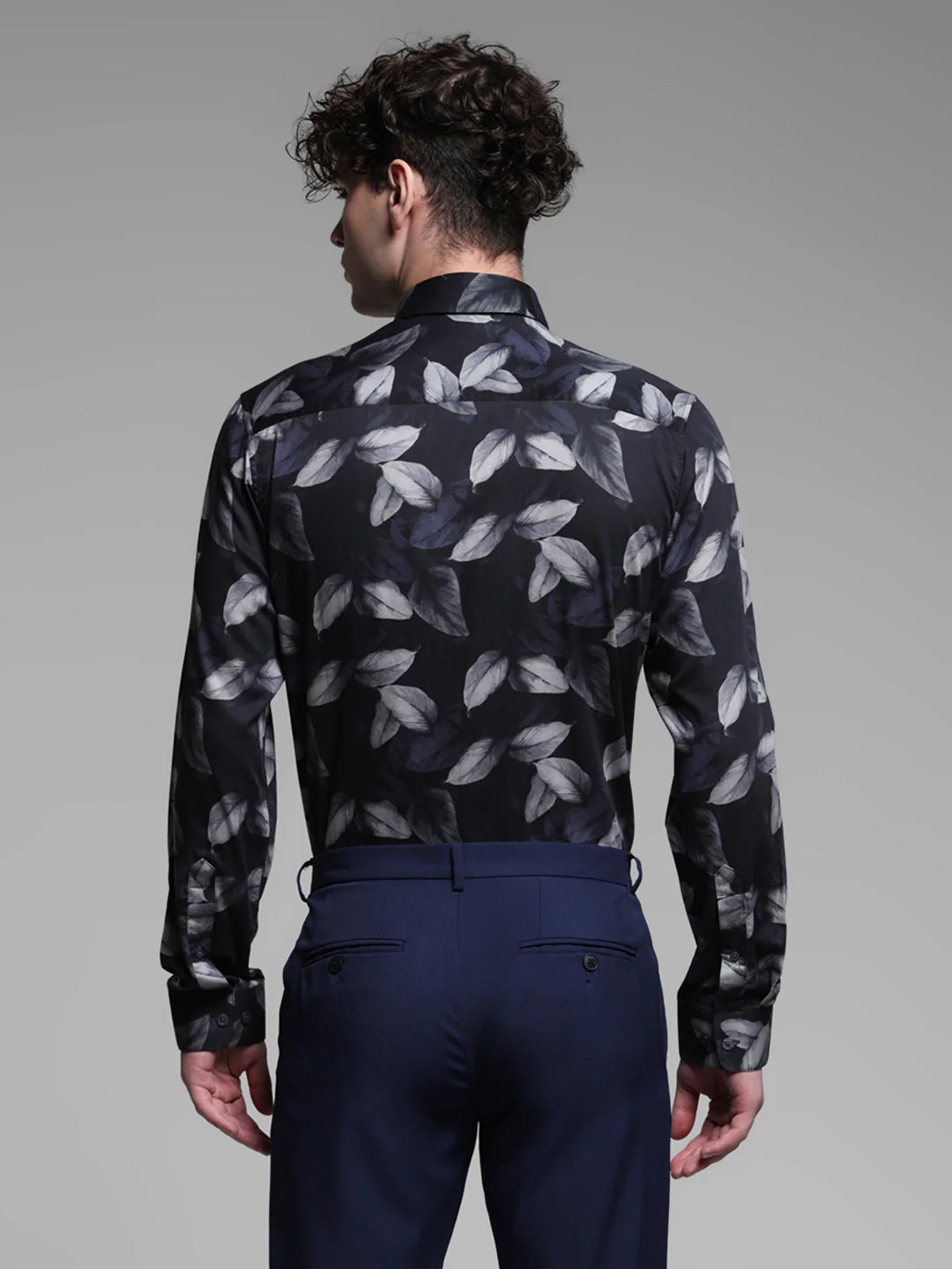 Cotton Leaf Printed Slim Fit Shirt - Image 4