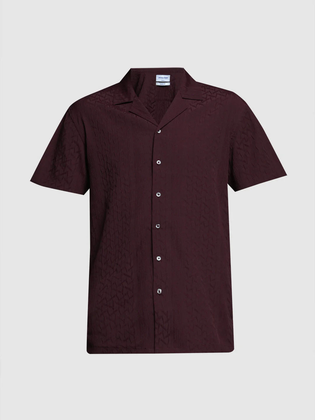 Maroon Jacquard Comfort Fit Shirt - Image 7