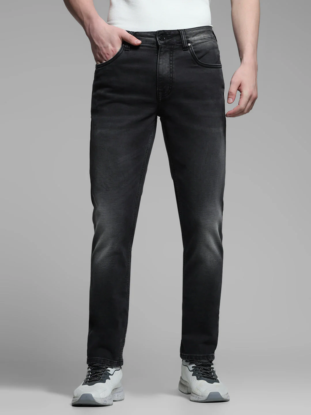 Black Washed Knitted Skinny Jeans