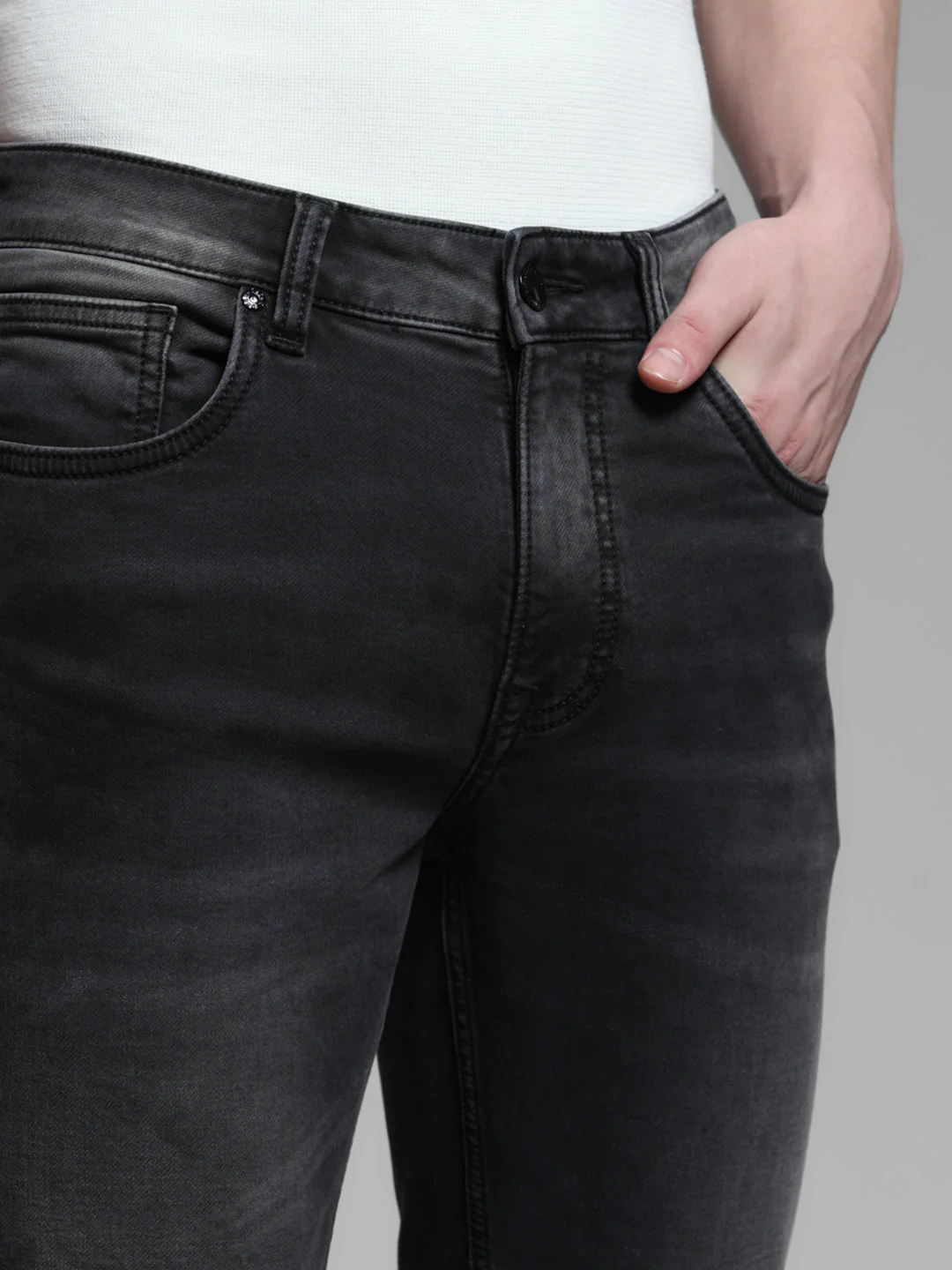 Black Washed Knitted Skinny Jeans - Image 4